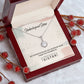 A necklace in a box, symbolizing the bond between unbiological sisters. Handcrafted with 14k white gold or 18k gold, adorned with cubic zirconia. Choose from interlocking hearts or love knot pendants. Packaged in a luxurious mahogany-style box with LED lighting. Celebrate sisterhood with this Custom Unbiological Sisters Commemorative Necklace.