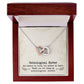 Alt text: "Custom Unbiological Sisters Necklace with Heart Pendant in a box, symbolizing eternal sisterhood and bonds. Shimmering 14k white gold or elegant 18k gold finish with luminescent cubic zirconia. Adjustable chains for a comfortable fit. LED-lit mahogany-style box for an elegant presentation. Perfect tribute to unbiological sisters. Celebrate love and companionship with this meaningful gift."