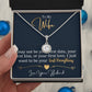 Alt text: "Elegant Lasting Bond Necklace in box, symbolizing unending devotion and deep love. Features a cushion-cut cubic zirconia on a white gold stainless steel pendant. Presented in a soft-touch box for a majestic gift. Limited stock, 50% discount. Adjustable chain length 16"-18"."
