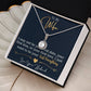 Alt text: "Elegant Personalized Wife Necklace Gift - Lasting Bond Necklace in a box, featuring a silver pendant with a cushion-cut cubic zirconia, symbolizing enduring love and commitment."
