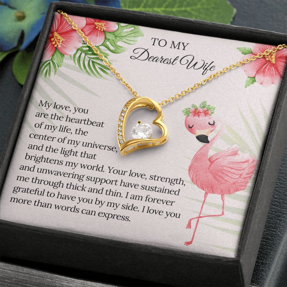 Alt text: "Elegant Personalized Wife Necklace with Heart Pendant & Adjustable Chain in a Box"