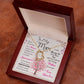Alt text: "Enduring Love Personalized Mother Necklace in a regal mahogany-style box with LED lighting"