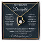 Alt text: "Eternal Bond Personalized Daughter Necklace in a box, featuring a gold heart pendant with a diamond. Symbolizes unbreakable parent-daughter love."