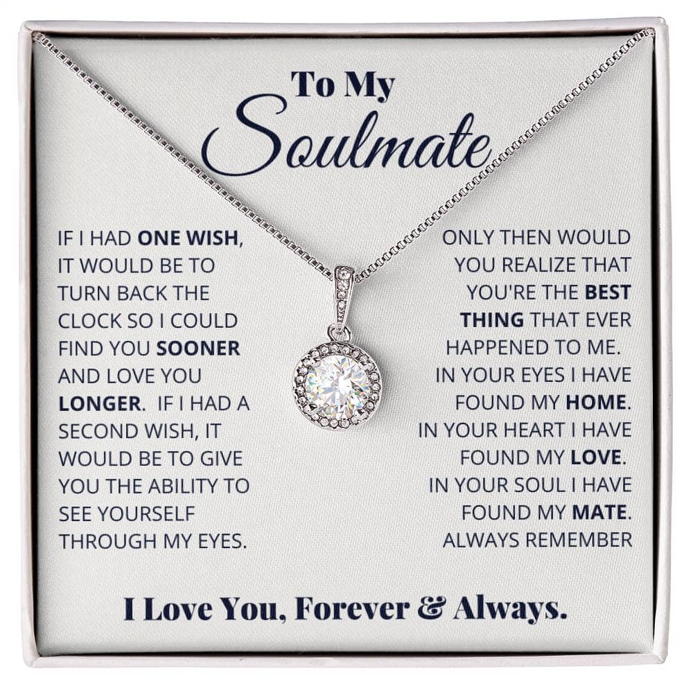 Alt text: "Eternal Hope Necklace: Heart-shaped pendant with sparkling cubic zirconia, symbolizing enduring love. Presented in a luxurious box with LED lighting."