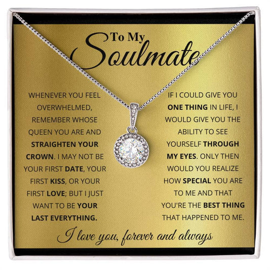 Alt text: "Eternal Hope Necklace - a personalized necklace with a diamond pendant in a box, symbolizing unbreakable bonds and enduring love."