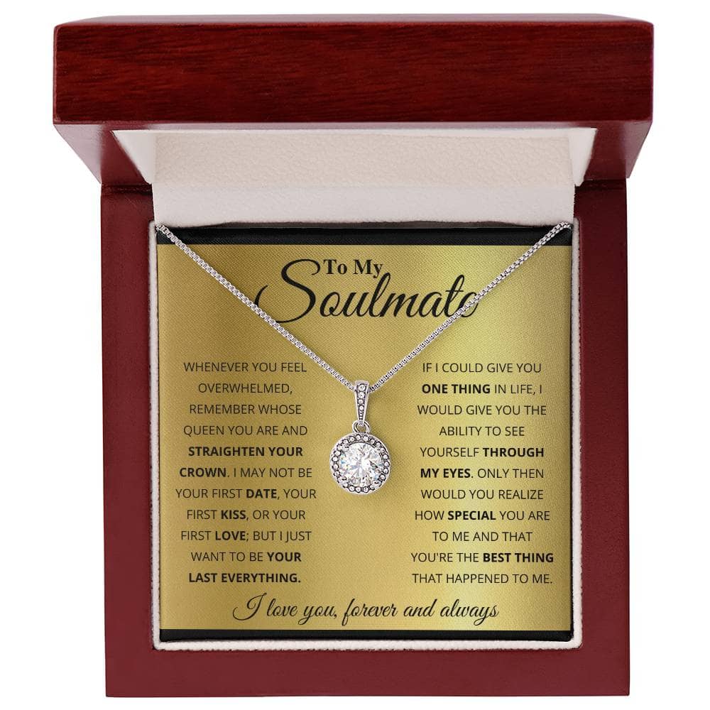 Alt text: "Eternal Hope Necklace - Personalized Soulmate Necklace with Cushion-Cut Cubic Zirconia Pendant in Luxurious Box"