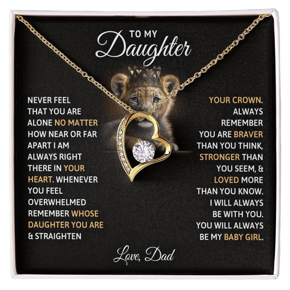 Alt text: "Eternal Love Personalized Daughter Necklace - Heart-shaped pendant with diamond, gold necklace"