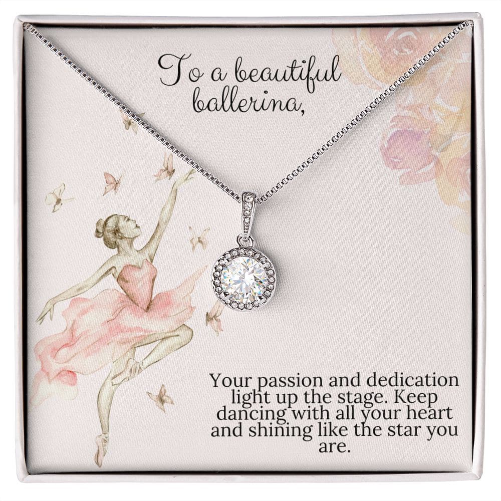 Alt text: "Forever Treasured Necklace Set - A stunning necklace in a box, featuring a sparkling cushion cut center cubic zirconia surrounded by elegant CZ crystals. Crafted with a 14k white gold finish over stainless steel, adjustable chain length of 16"-18". Perfect gift for any occasion."