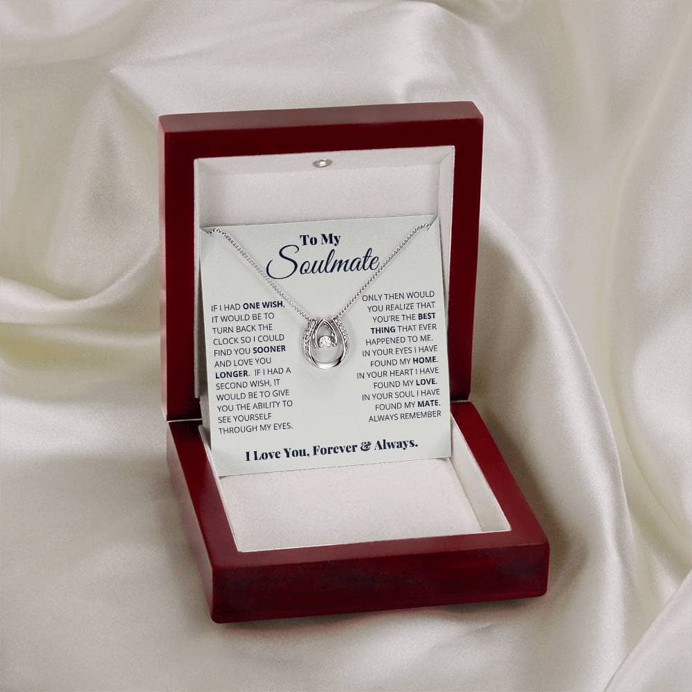 Alt text: "Forever With You - Custom Soulmate Symbol Necklace in a luxurious box with LED lighting"