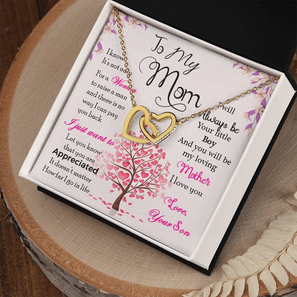 Alt text: "High-Quality Personalized Mother Necklace in a Box with Cushion-Cut Cubic Zirconia Pendant"