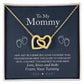 A gold necklace in a box from the Interlocking Hearts Necklace - Personalized Mother Necklace Collection.
