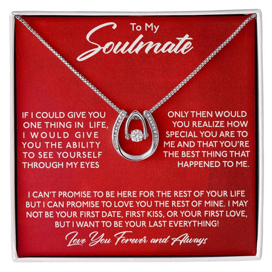 Alt text: "Personalized Soulmate Necklace in a luxurious box with LED lighting"