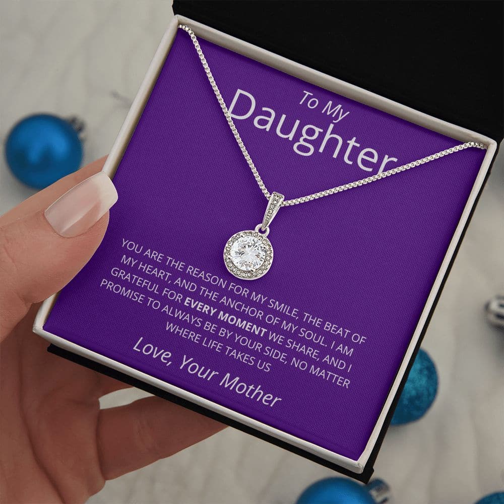 Alt text: Premium Personalized Daughter Necklace with Heart Pendant in Box