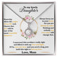 Alt text: "Personalized Daughter Necklace - A stunning necklace in a box, featuring a diamond pendant. Symbolizes eternal love and unbreakable bonds. Crafted with superior materials and adjustable chain for comfort. Perfect for everyday wear and special occasions. Luxurious packaging with LED lighting. Ideal gift for daughters. From Bespoke Necklace."