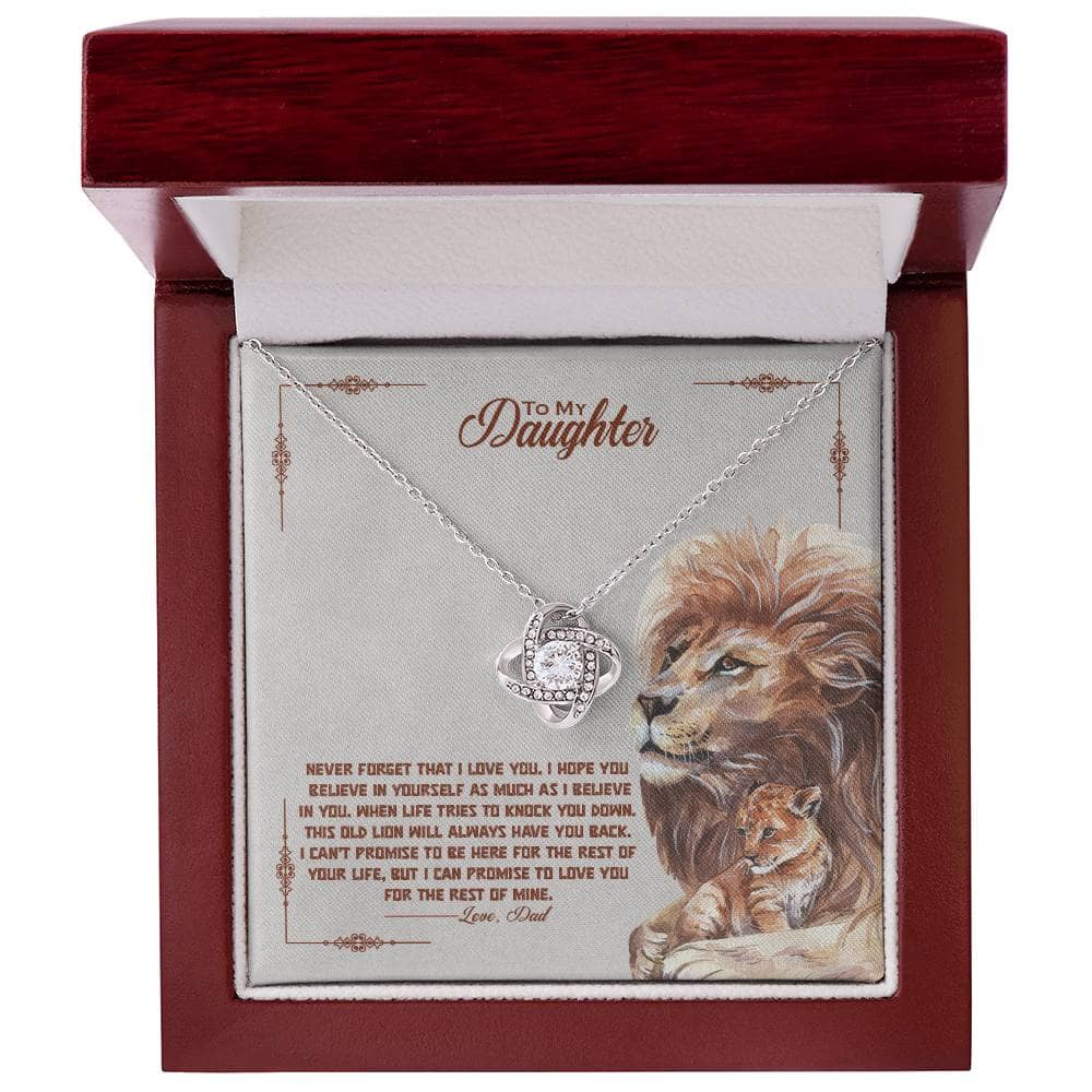 Alt text: "Personalized Daughter Necklace: A heart-shaped pendant in a box, symbolizing eternal parental love and a timeless bond. Crafted with exquisite craftsmanship and adorned with a cushion-cut cubic zirconia. Perfect gift for milestones, birthdays, or any occasion. From Bespoke Necklace."