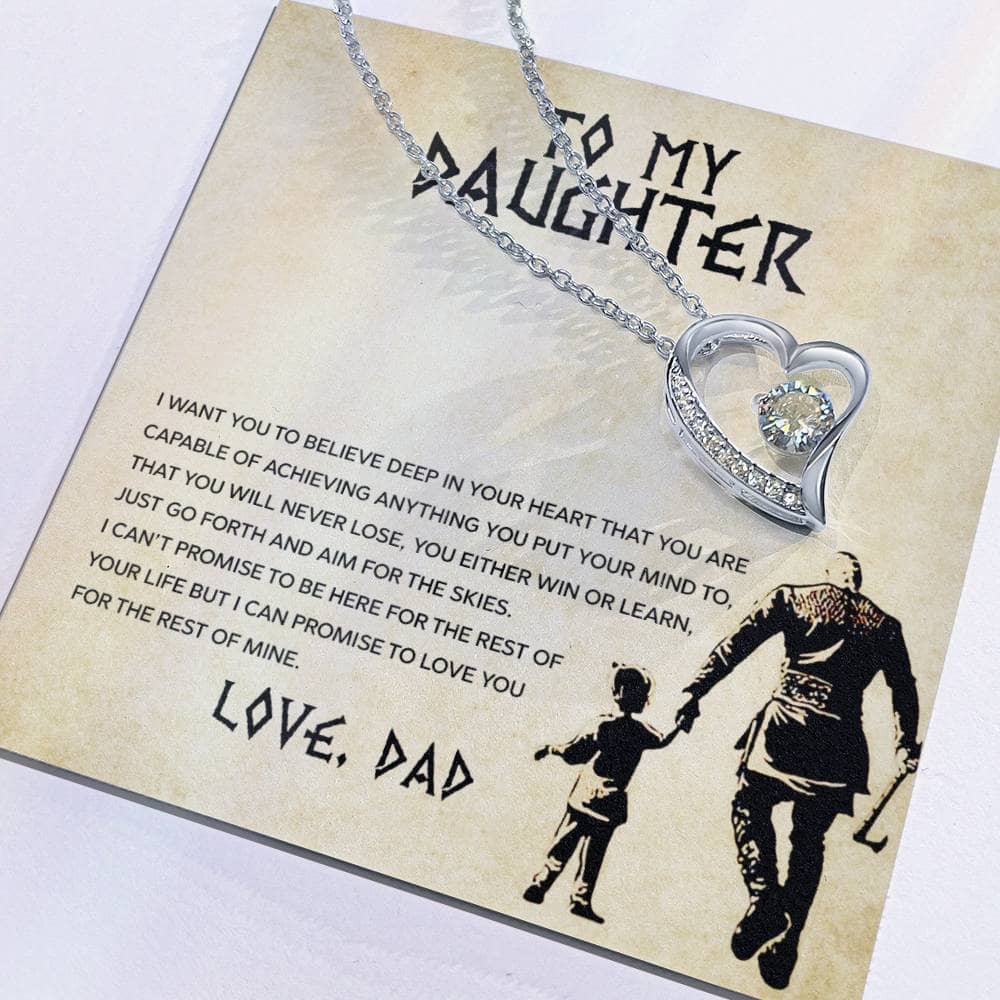 Alt text: "Personalized Daughter Necklace: Necklace with diamond heart pendant on a card"