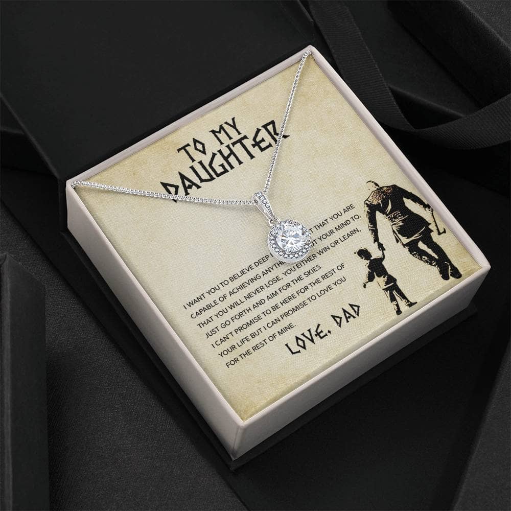 A necklace in a box, symbolizing the unbreakable bond between a parent and daughter. Crafted with premium materials, featuring a heart-shaped pendant and adjustable chain. Presented in a luxurious mahogany-style box with LED lighting. Perfect for milestones, birthdays, or as a heartfelt expression of love.