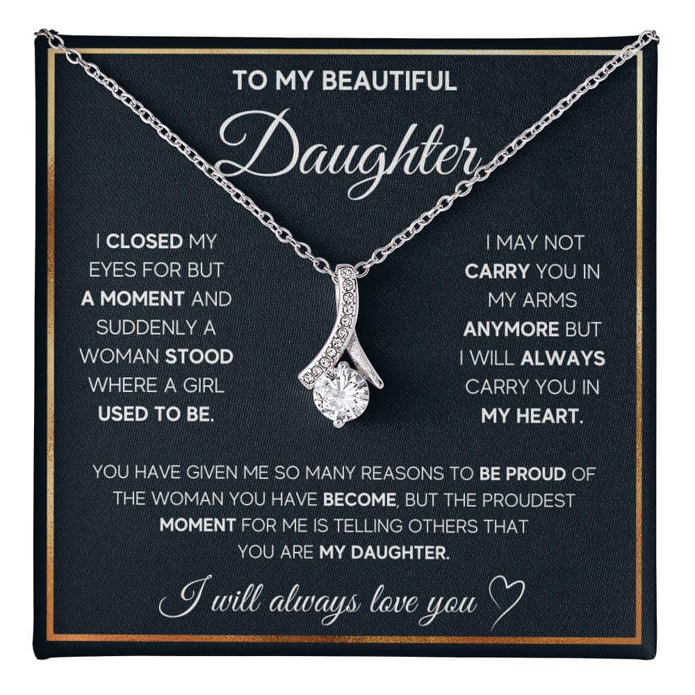 Alt text: "Personalized Daughter Necklace - Elegant Heart Pendant on a Necklace with Diamond Pendant"