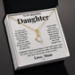 Alt text: "Personalized Daughter Necklace - a necklace in a box, symbolizing the enduring bond between parent and daughter"