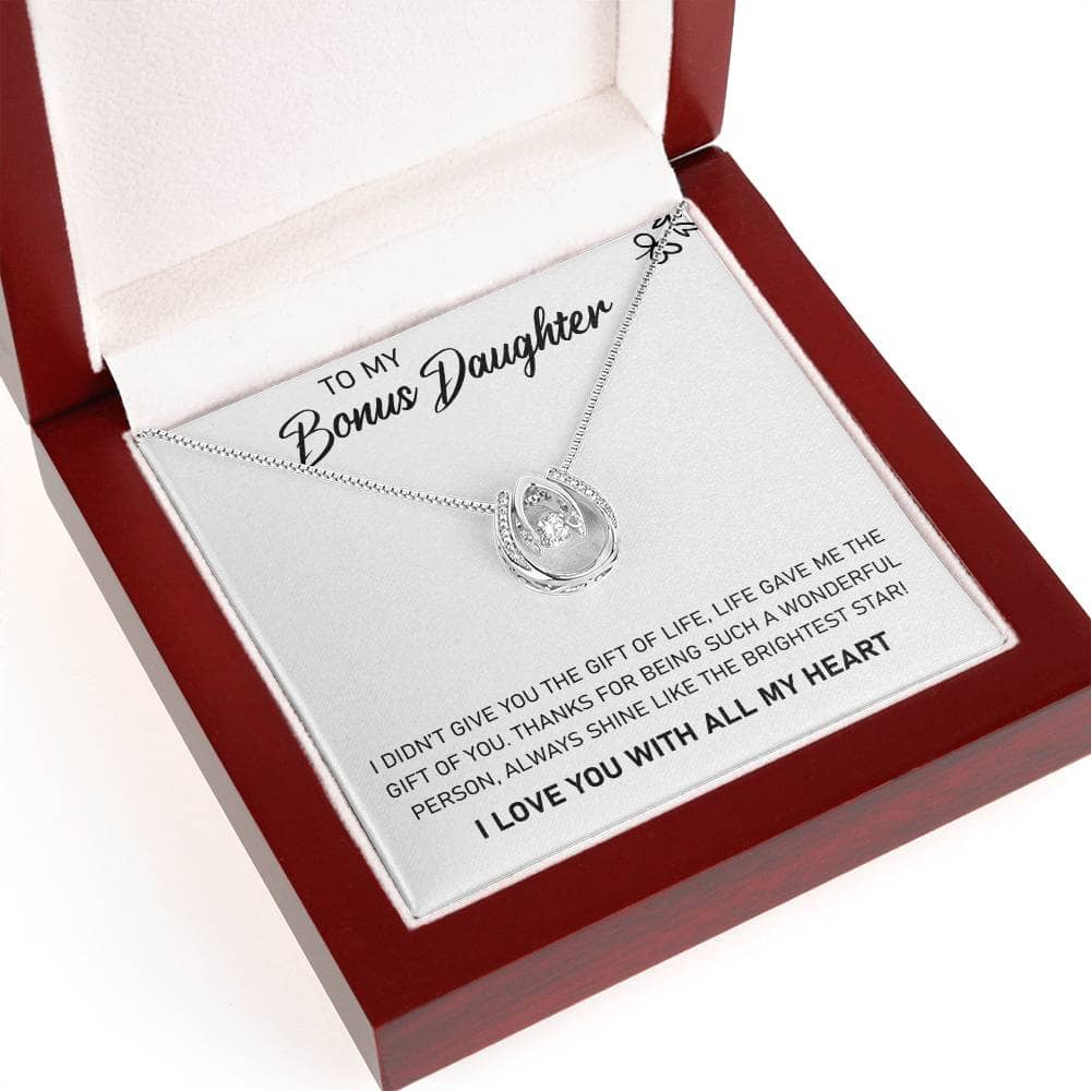 Alt text: "Personalized Daughter Necklace in Luxurious Box with LED Lights"