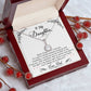 A personalized Daughter Necklace: Eternal, presented in a luxurious box with red berries. Symbolizing the unbreakable bond between a parent and a daughter, this necklace features a heart-shaped pendant and a stunning cubic zirconia. Choose between a classic cable chain or a modern box chain for a comfortable fit. Crafted with premium materials, this necklace is a celebration of love and connection.