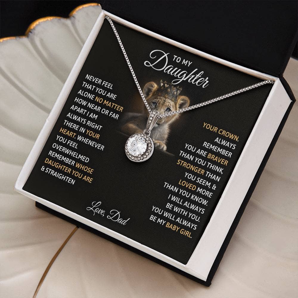 Alt text: "Personalized Daughter Necklace - a heart-shaped pendant in an elegant box with LED lighting"