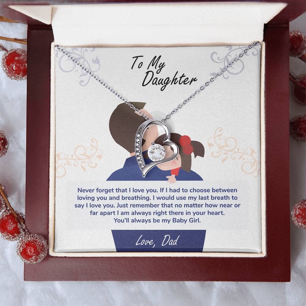 Alt text: "Personalized Daughter Necklace: Premium Cubic Zirconia Accent in a Box"