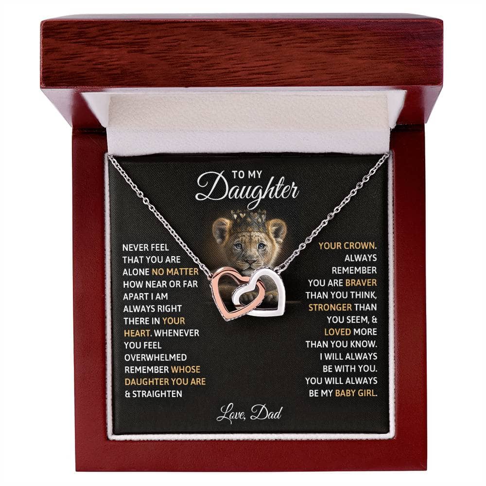 Alt text: "A necklace in a mahogany-style box, ready for gifting"