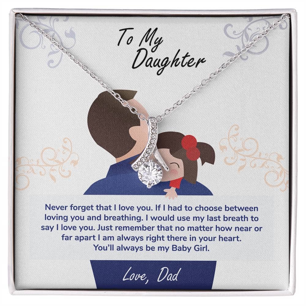 Alt text: "Personalized Daughter Necklace with Cubic Zirconia Pendant in Luxurious Box"