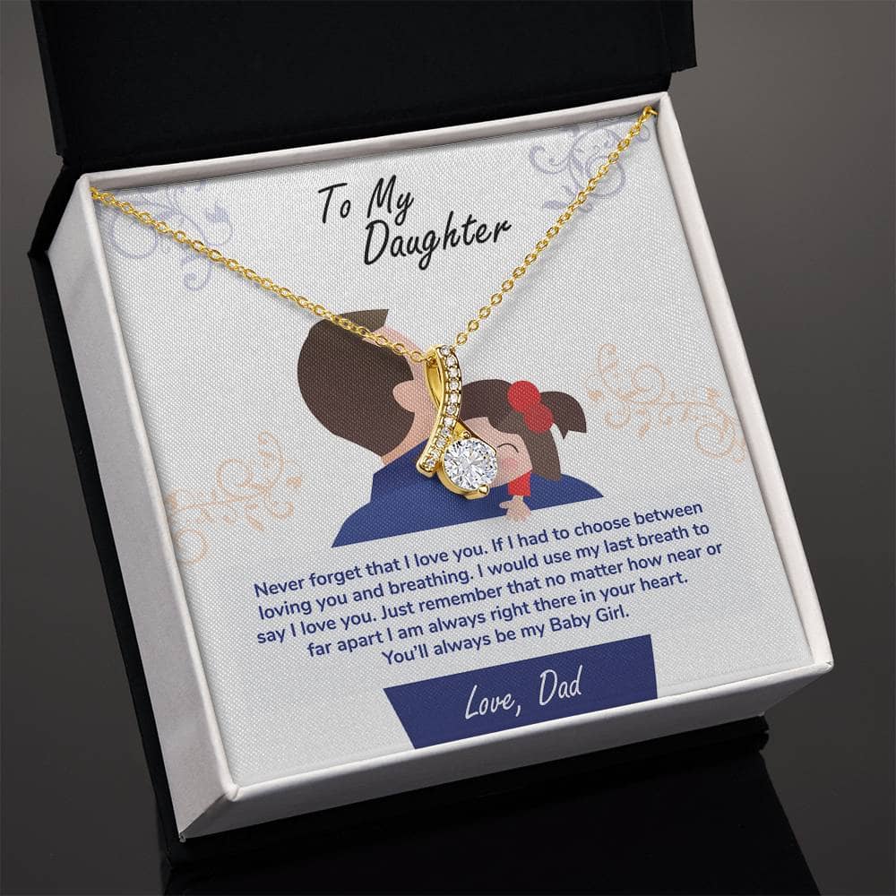 Alt text: "Personalized Daughter Necklace with Cubic Zirconia Pendant in Luxurious Box"