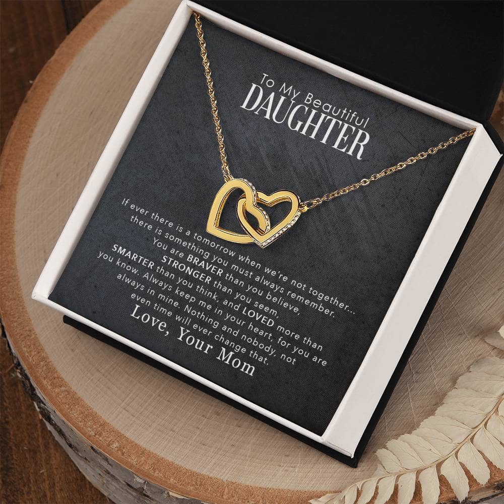 Alt text: "Personalized Daughter Necklace with Cushion-Cut Zirconia Pendant in a Box"