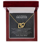 Alt text: Personalized Daughter Necklace with Cushion-Cut Zirconia Pendant in Mahogany-Style Box