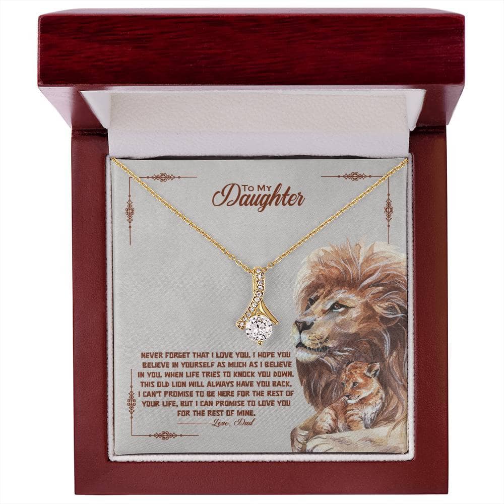 Alt text: "Personalized Daughter Necklace in Mahogany Box with LED Lighting - Symbol of Love and Connection"