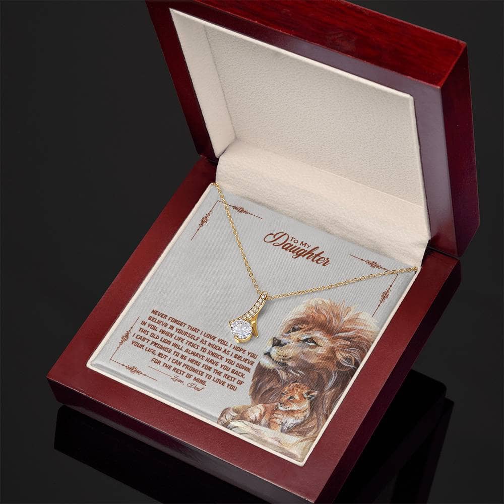 Alt text: "Personalized Daughter Necklace in Mahogany-Style Box with LED Lighting"