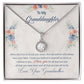 Alt text: "Personalized Granddaughter Eternal Hope Necklace - Heart-shaped pendant with cubic zirconia crystal on adaptable chain, presented in a luxurious mahogany-style gift box with LED spotlight."