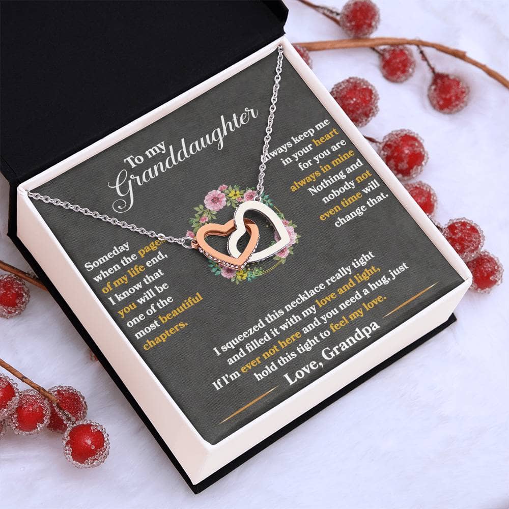 Alt text: "Personalized Granddaughter Love Token Necklace in a box"