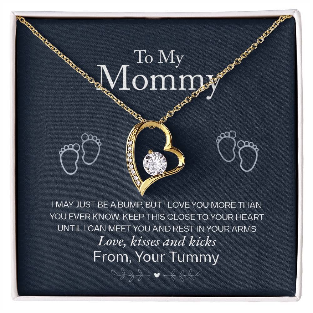 Alt text: "Gold heart pendant necklace with diamond, symbolizing a mother's love - Personalized Mother Necklace - A Gift of Love from Children"