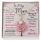 Alt text: "Personalized Mother Necklace - A heart-shaped pendant with a cushion-cut cubic zirconia, nestled in a box"