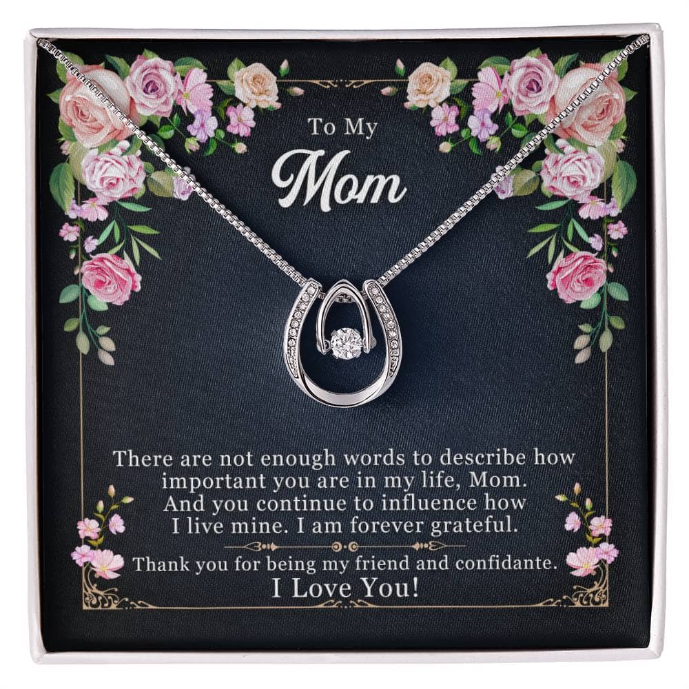 Alt text: "Personalized Mother Necklace - Necklace in a box with a pendant, symbolizing the eternal bond between mother and child. Crafted with exquisite materials and a cushion-cut cubic zirconia for radiant beauty. Adjustable chain for comfortable wear. Luxurious mahogany-style box with LED lighting for a magical unboxing experience."