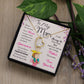 Alt text: "Cherished Mother Personalized Necklace - heart-shaped pendant in a box with a note and picture of a girl"