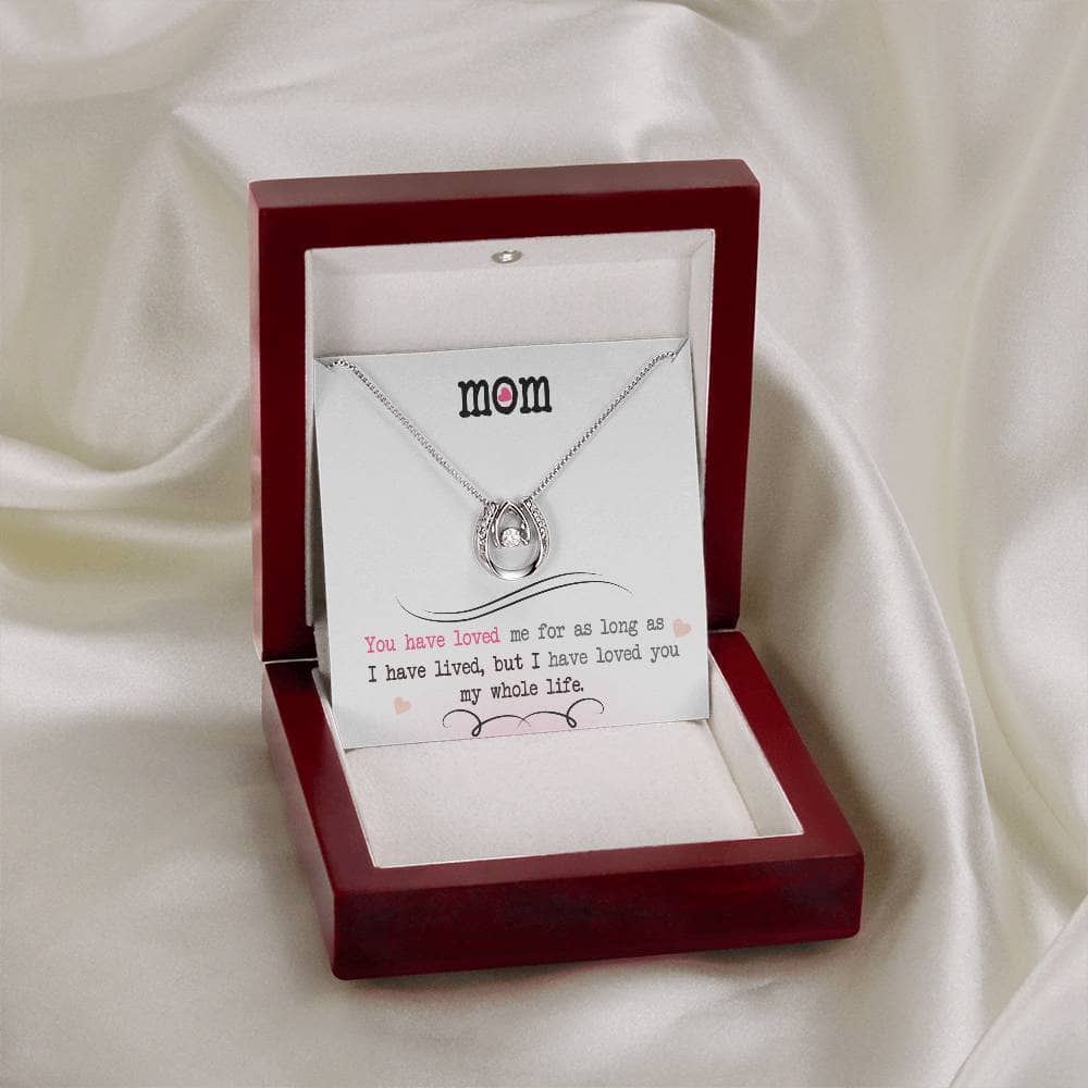 Alt text: "Personalized Mother Necklace in a box - A necklace with a diamond pendant, symbolizing the infinite love and care of a mother-child relationship."