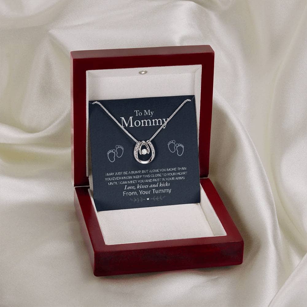 Alt text: "Personalized Mother Necklace in a box with diamond pendant"