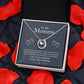 Alt text: "Personalized Mother Necklace - necklace in a box with heart-shaped pendant, adorned with cubic zirconia, presented in a luxury box"