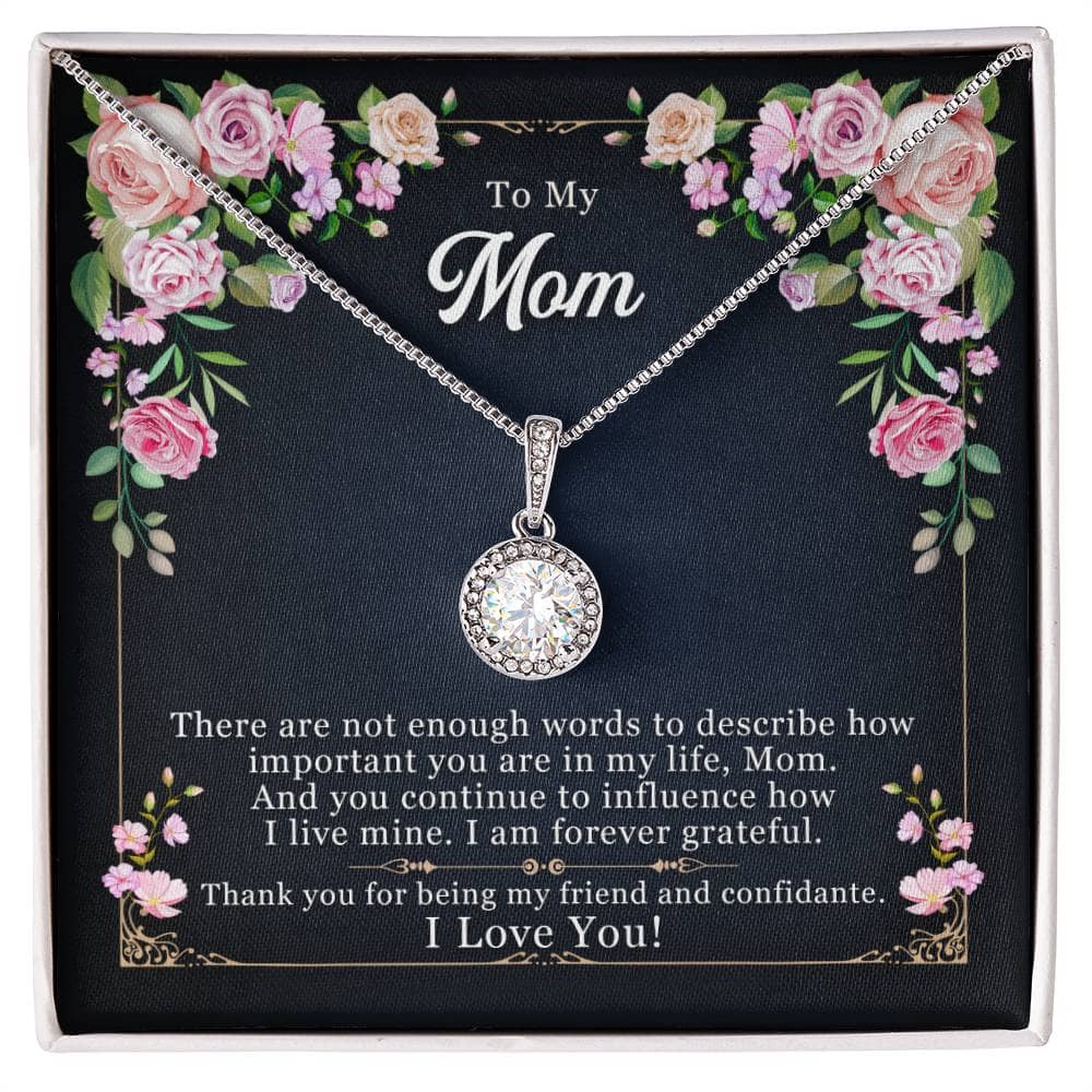 Alt text: "Personalized Mother Necklace - Diamond pendant in a box, symbolizing love and elegance. Adjustable chains available. Ideal gift for moms. From Bespoke Necklace."