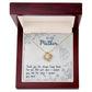 Alt text: "Personalized Mother Necklace - Premium Love Knot Gift: A necklace in a box with a heart-shaped pendant adorned with cubic zirconia crystals."