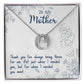 Alt text: "Personalized Mother Necklace - A necklace with a heart-shaped pendant, adorned with a cushion-cut cubic zirconia. Comes in an elegant mahogany-style box with LED lighting. Perfect gift for sons and daughters to honor their mothers."