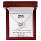 Alt text: "Personalized Mother Necklace with heart-shaped pendant in a box, adorned with cubic zirconia accents"