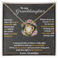 A necklace with flowers and a diamond pendant, part of the Personalized Granddaughter Necklace Collection. A symbol of love and connection between grandparents and their cherished granddaughter.