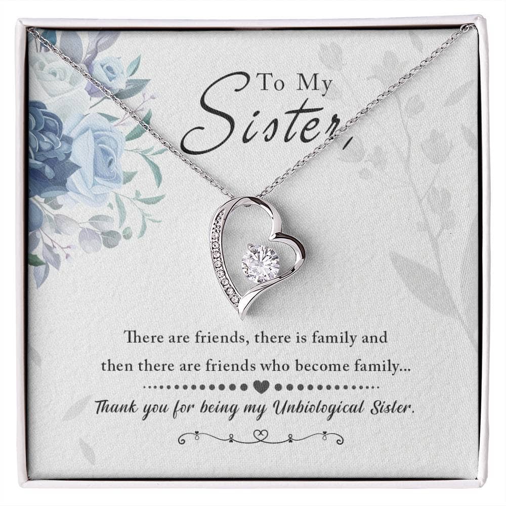 A close-up of a personalized Soul Sister Necklace with an elegant heart pendant, symbolizing a cherished bond.