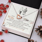 Alt text: "Personalized Wife Necklace, Cushion-Cut Zirconia Heart Pendant in a Box with Pine Cones and Berries"